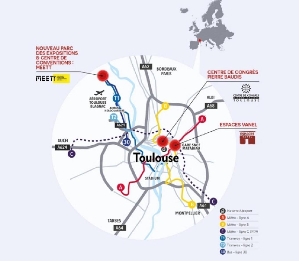 :) Spacieux T4 Aeroport, Ensoleille, Deco Soignee Blagnac Zewnętrze zdjęcie